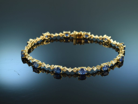 Leuchtendes Blau! Sch&ouml;nes Saphir Brillant Armband Gold 750