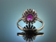 Feines Rot! Eleganter Rubin Brillant Ring Wei&szlig; Gold 750