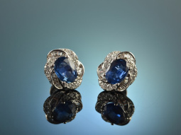 Edles Blau! Feinste klassische Saphir Diamant Ohrringe...