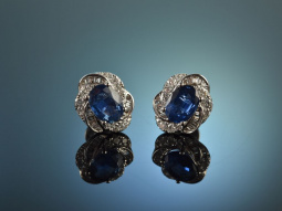 Edles Blau! Feinste klassische Saphir Diamant Ohrringe...