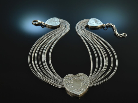 Munich around 1980! Chic Vintage Trachten Dirndl necklace heart motif silver 925
