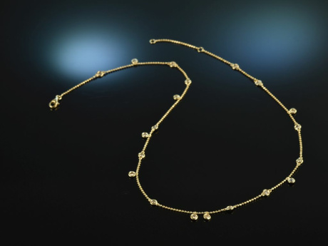 Pretty Diamonds! Sch&ouml;ne Collier Kette 20 champagnerfarbene Brillanten 1,2 ct Gold 750