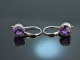 Vivid Violet! Elegant earrings Amethysts White Gold 750