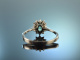M&uuml;nchen um 1980! Eleganter Ring Smaragd Diamanten 0,2 ct Wei&szlig; Gold 585