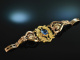 Wien um 1850! Seltenes Biedermeier Modeschmuck Armband vergoldet blaues Glas