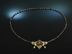 M&uuml;nchen um 1850! Biedermeier Granat Collier Kette...