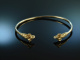 Around 1960! Chic fine ram head bangle silver 835 delicate gold plated