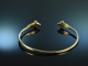 Around 1960! Chic fine ram head bangle silver 835 delicate gold plated