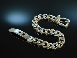 Vintage around 1970! Chic Belt Tank Bracelet Silver 925