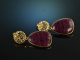 Red and Gold! Elegante Ohrringe Opake Rubine Sterling Silber vergoldet