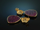 Red and Gold! Elegante Ohrringe Opake Rubine Sterling Silber vergoldet