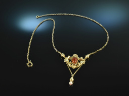 Deutsch um 1850! Biedermeier Collier Kette Karneol...