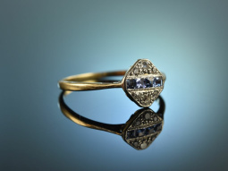 England um 1910! Zarter Art Deco Ring Diamanten Saphire Gold 750 Platin