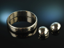 Around 1970! Heavy Vintage Bangle and Earclips signed De...