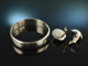 Around 1970! Heavy Vintage Bangle and Earclips signed De Luxe Silver 800
