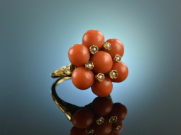 Around 1955! Beautiful Fine Coral Ring Sardegna Seed...
