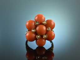 Around 1955! Beautiful Fine Coral Ring Sardegna Seed...