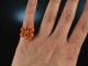 Around 1955! Beautiful Fine Coral Ring Sardegna Seed Pearls Gold 750