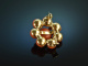 Around 1955! Beautiful Fine Coral Brooch Sardegna Seed Pearls Gold 750