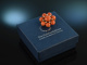 Around 1955! Beautiful Fine Coral Brooch Sardegna Seed Pearls Gold 750