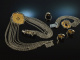 Um 1950! Komplettes Trachten Set Kette Armband Ohrringe Ring Silber vergoldet