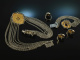 Around 1950! Complete Trachten Set necklace bracelet earrings ring silver gold plated