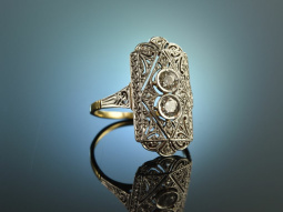 M&uuml;nchen um 1915! Art Deco Toi et Moi Ring Diamanten Gold 585 Platin