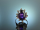 Frankfurt um 1960! Mond&auml;ner Vintage Ring Amethyst Diamanten Wei&szlig; Gold 585