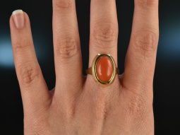 Um 1965! Sch&ouml;ner klassischer Edel Korallen Ring...