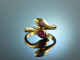 Um 1980! Sch&ouml;ner Vintage Schlangen Ring Brillant Rubin Gold 585