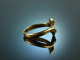 Around 1980! Beautiful Vintage Snakes Ring Brilliant Ruby Gold 585