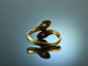 Around 1980! Beautiful Vintage Snakes Ring Brilliant Ruby Gold 585