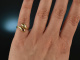 Around 1980! Beautiful Vintage Snakes Ring Brilliant Ruby Gold 585
