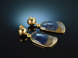 Blue and Gold! Elegante Ohrringe Opake Saphire Sterling...