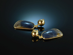 Blue and Gold! Elegante Ohrringe Opake Saphire Sterling...