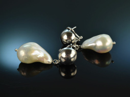 Big Pearls! Schicke barocke Zuchtperlen Tropfen Ohrringe Silber 925