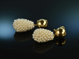White and Gold! Chic large seed beads drops earrings...