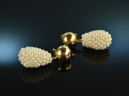 White and Gold! Chic large seed beads drops earrings...