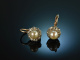 Vienna around 1910! Rare Diamond Natural Pearls Earrings Gold 585 Silver