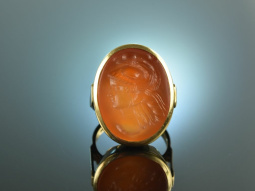 Um 1960! Ring mit historischem Karneol Intaglio der...